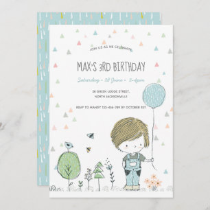 Whimsical Toddler BOY Kids Birthday Invitation