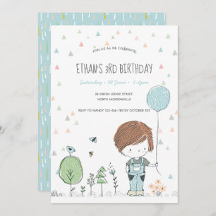 Whimsical Toddler BOY Kids Birthday Invitation