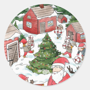 Whimsical Tomten Christmas Gnome Watercolor Classic Round Sticker