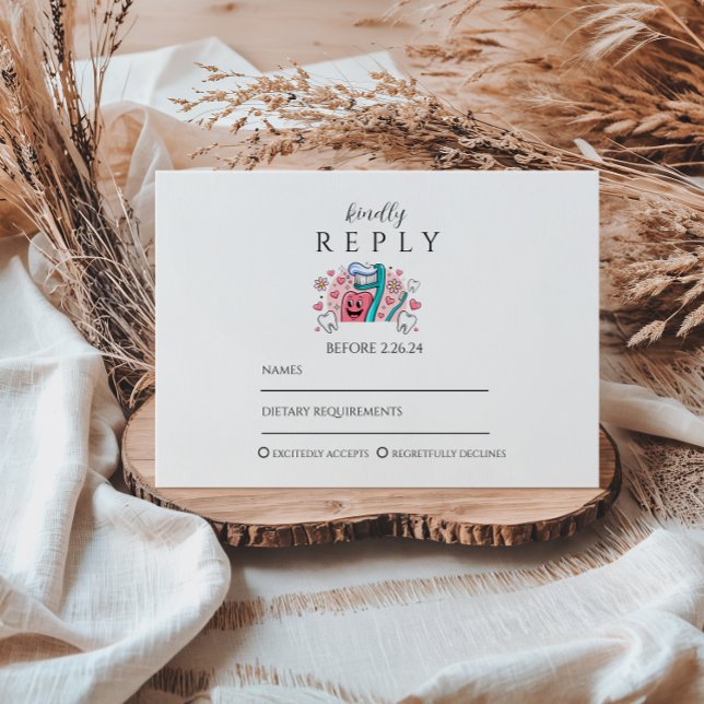 Whimsical Tooth & Hearts Dental Graduation Party RSVP Card (Creator Uploaded)