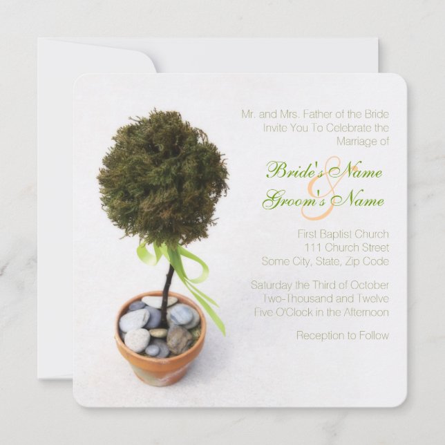 Whimsical Topiary Tree Wedding Invitation (Front)