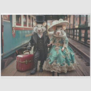 Whimsical Travelling Duo Mice Decoupage Tissue Paper