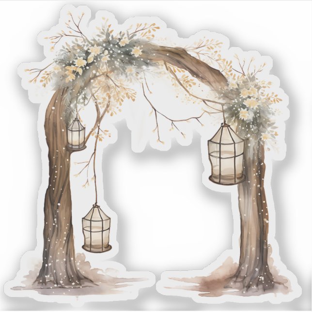 Whimsical Tree Arch Custom-Cut Vinyl Sticker (Front)