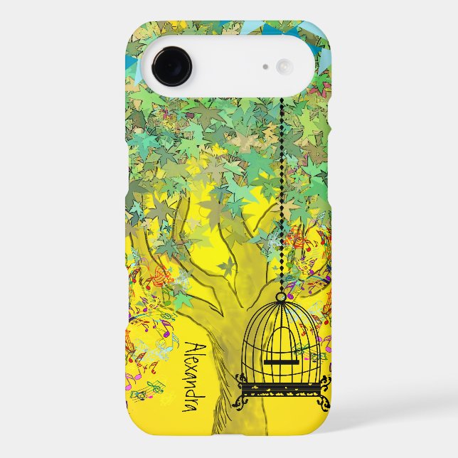 Whimsical Tree Birdcage Bright Colour Musical Note (Back)