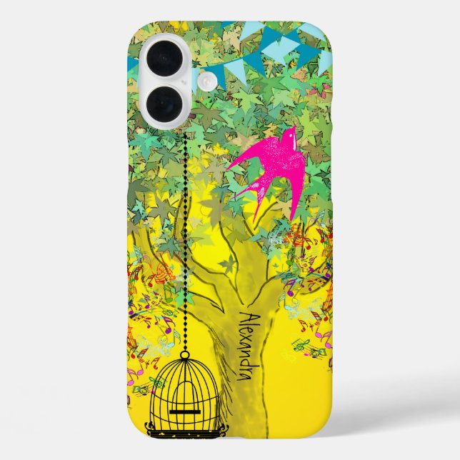Whimsical Tree Birdcage Bright Colour Musical Note Case-Mate iPhone Case (Back)