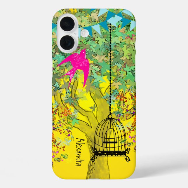 Whimsical Tree Birdcage Bright Colour Musical Note Case-Mate iPhone Case (Back)