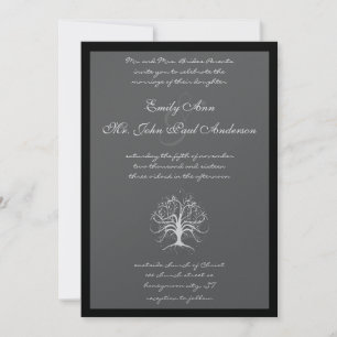 Whimsical Tree Black Borders Wedding Invite