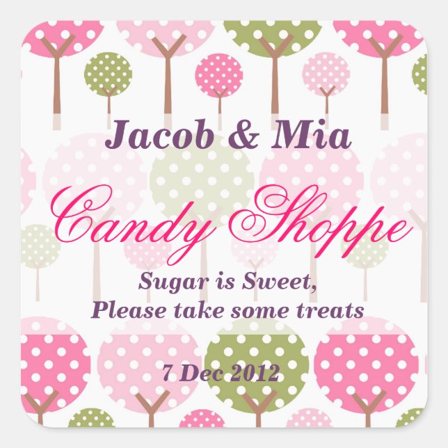 Whimsical Tree Candy Shoppe Sticker (Front)