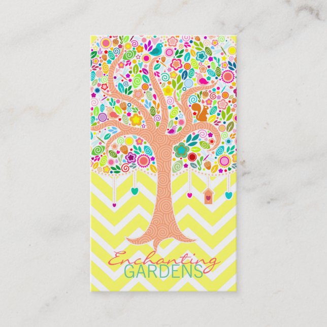 Whimsical Tree - Custom (Vertical) Business Cards (Front)