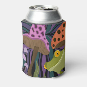 Whimsical Tree Frog And Mushrooms Can Cooler