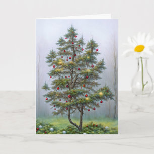 Whimsical Tree in Forest Christmas Decorations Card