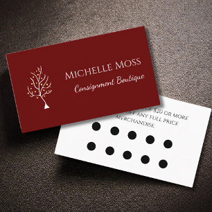 Whimsical Tree of Life Red Customer Discount  Loyalty Card