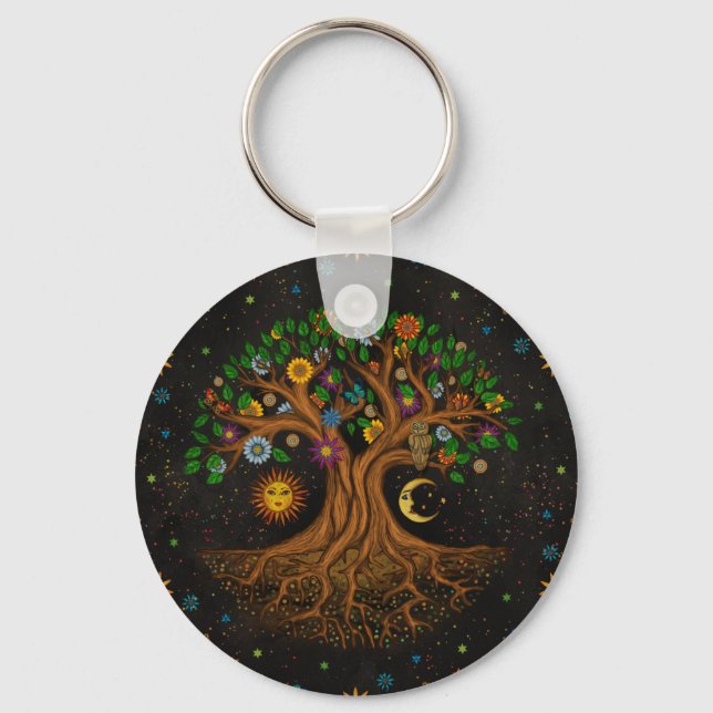 Whimsical Tree of Life - Yggdrasil Key Ring (Front)