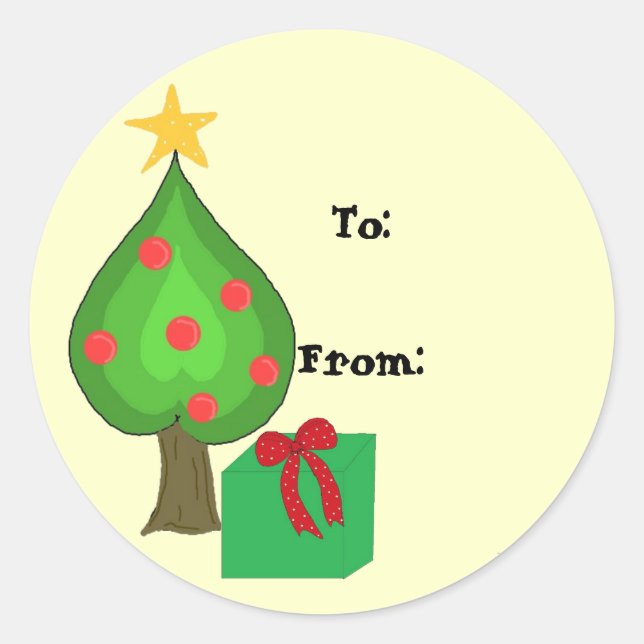 Whimsical Tree With Star Classic Round Sticker (Front)