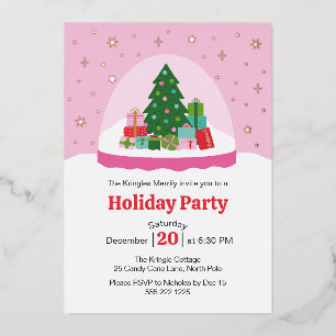 Whimsical Trees and Gifts Snow Globe in Pink