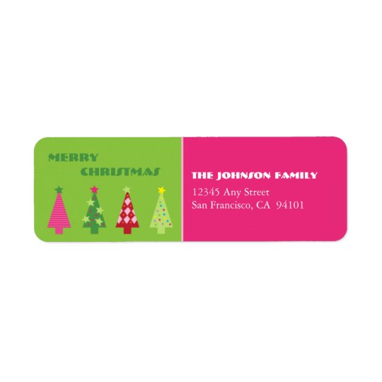 Whimsical Trees Holiday Address Labels (pink)