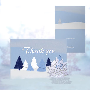 Whimsical Trees in Winter Thank You Card