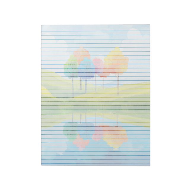 Whimsical Trees Lined - 11" x 8.5" Notepad (Rotated)