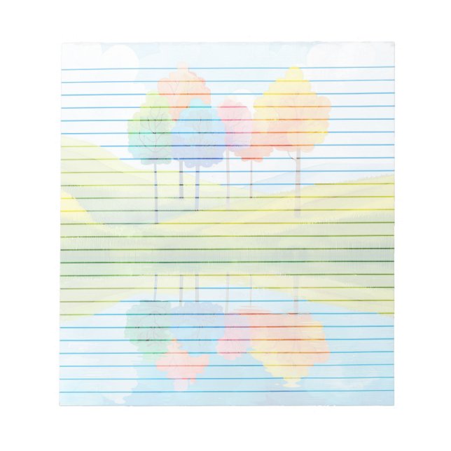 Whimsical Trees lined - 5.5" x 6" Notepad (Front)