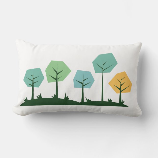 Whimsical trees lumbar cushion (Front)