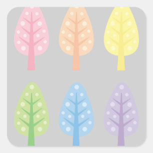 Whimsical Trees Square Sticker