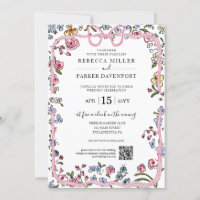 Whimsical trendy Wedding QR Code photo