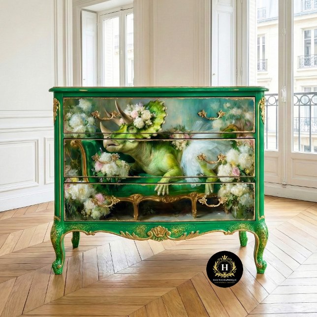 Whimsical Triceratops Floral Ballerina Decoupage  Tissue Paper (Creator Uploaded)