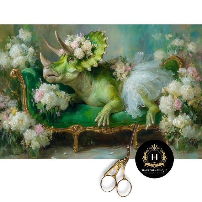 Whimsical Triceratops Floral Ballerina Decoupage  Tissue Paper (Creator Uploaded)