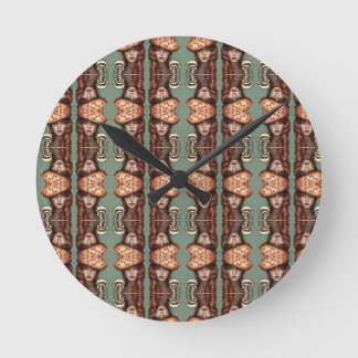 whimsical trippy mushroom lovers round clock