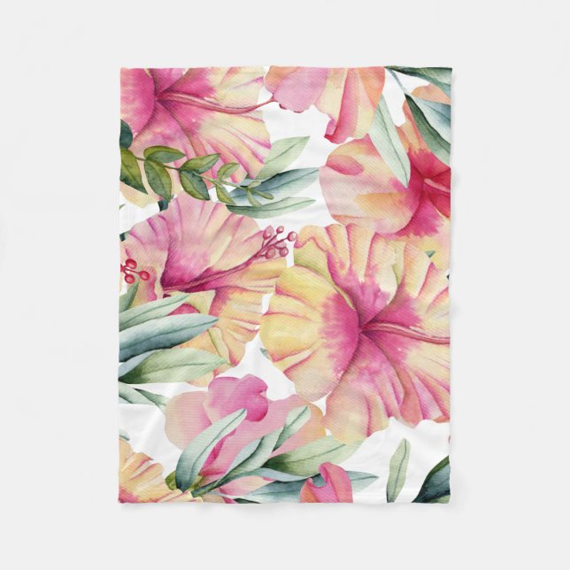 Whimsical Tropical Art Fleece Blanket (Front)