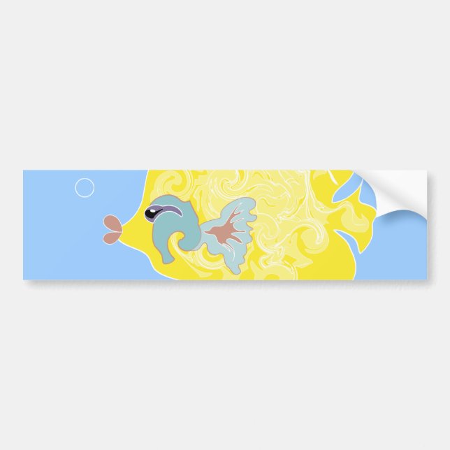 Whimsical Tropical Fish Ocean Art Bumper Sticker (Front)