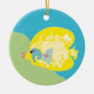 Whimsical Tropical Fish Ocean Art Ceramic Tree Decoration