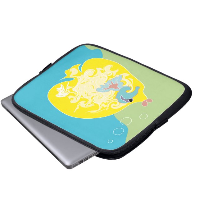 Whimsical Tropical Fish Ocean Art Laptop Sleeve (Front Bottom)