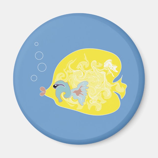 Whimsical Tropical Fish Ocean Art Magnet (Front)