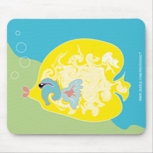 Whimsical Tropical Fish Ocean Art Mouse Pad