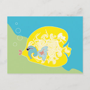 Whimsical Tropical Fish Ocean Art Postcard