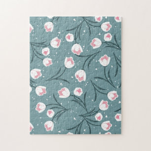 Whimsical Tulip Dream Abstract Floral Pattern Jigsaw Puzzle