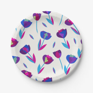 Whimsical Tulips Paper Party Plates