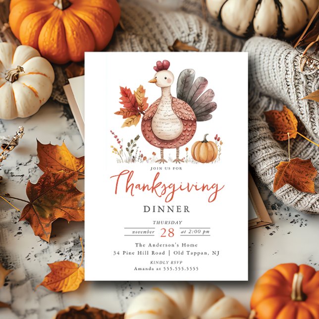 Whimsical Turkey Thanksgiving Invitation (Creator Uploaded)