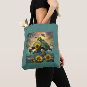 Whimsical Turtles and Sunflowers shopping Tote Bag