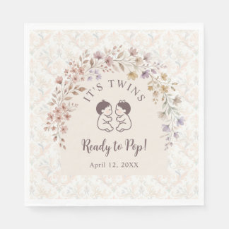 Whimsical Twins Baby Shower Vintage Floral LPM26 Napkin