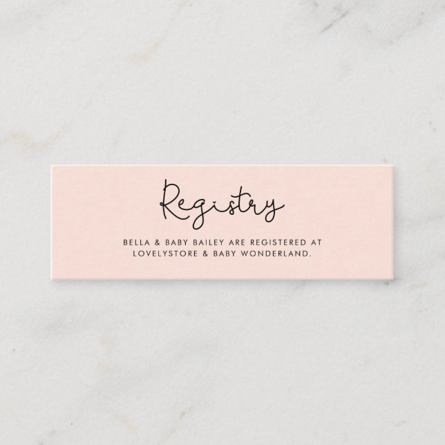 Whimsical typography Baby shower registry card (Front)