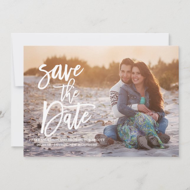 Whimsical Typography CalligraphySave the Date Card (Front)