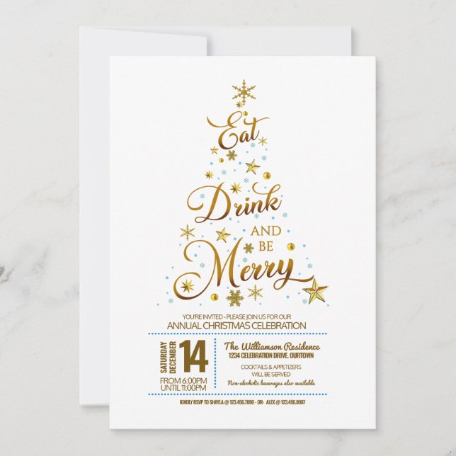 Whimsical Typography Christmas Party Invitation (Front)