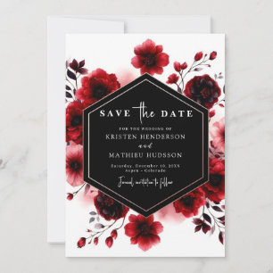 Whimsical Typography Crimson Red Wedding Save The Date