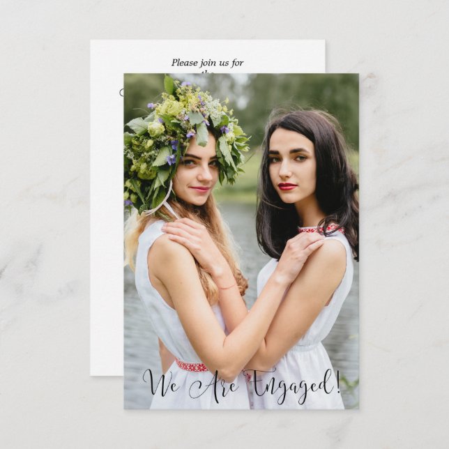 Whimsical Typography Custom Photo Lesbian Gay Invitation (Front/Back)