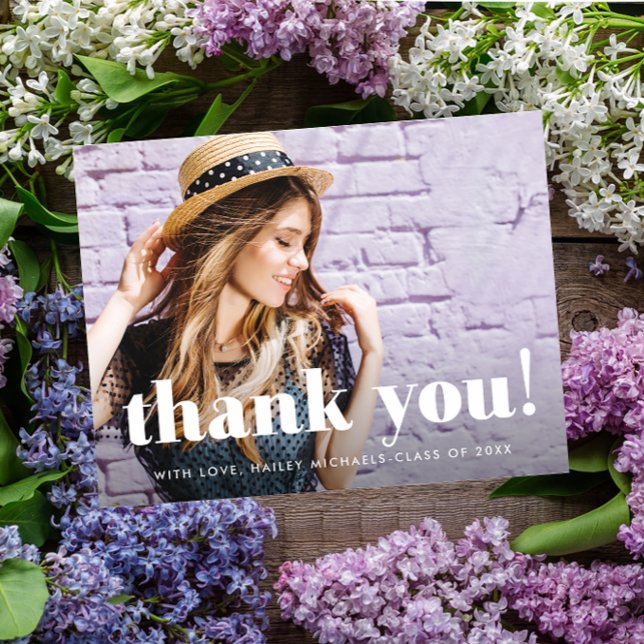 Whimsical Typography Graduation Thank You Photo Postcard (Creator Uploaded)