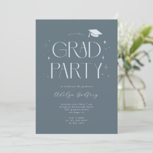 Whimsical Typography Stars Slate Graduation Party Invitation