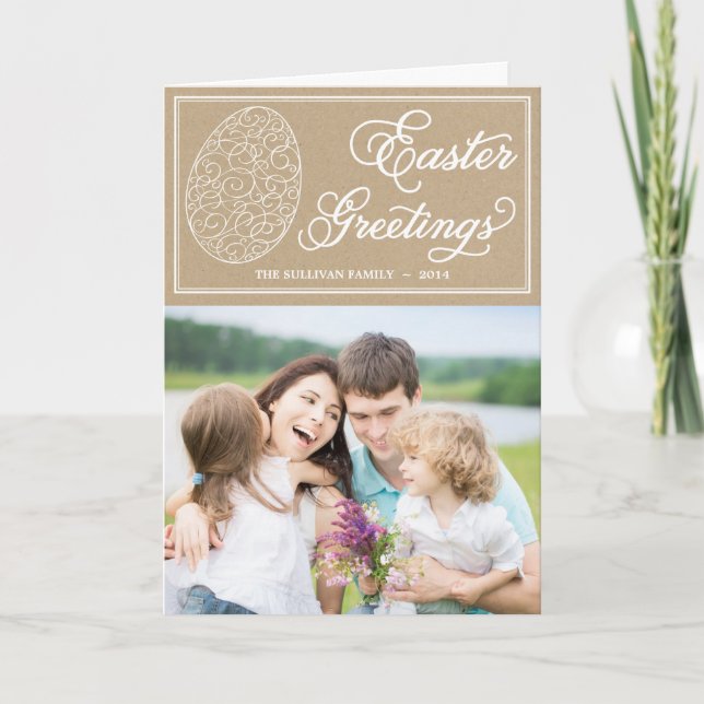 Whimsical Typography Vintage Easter Greetings Card (Front)