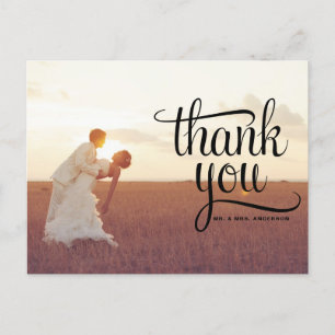 WHIMSICAL TYPOGRAPHY WEDDING THANK YOU POSTCARD